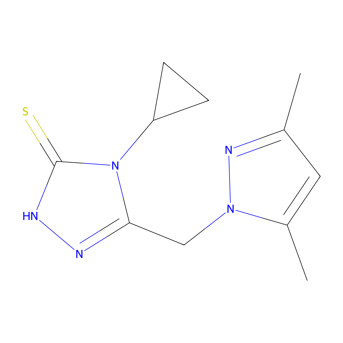 4-cyclopropyl-3-[(3,5-dimethylpyrazol-1-yl)methyl]-1H-1,2,4-triazole-5-thione molecular structure, CAS 1005647-73-3