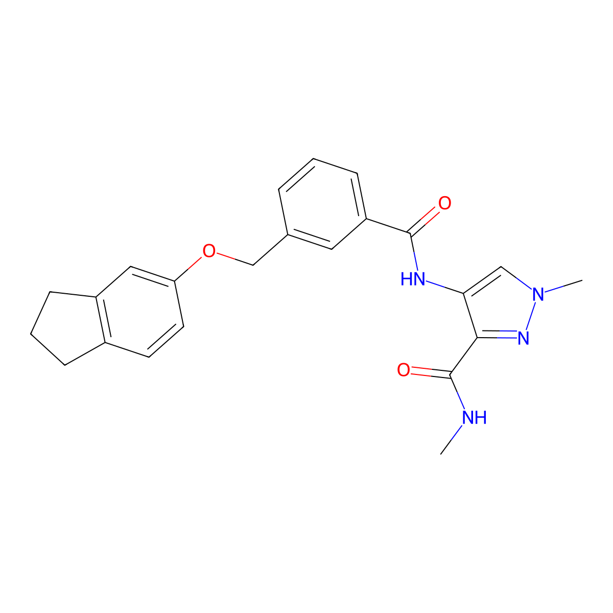 4-[[3-(2,3-dihydro-1H-inden-5-yloxymethyl)benzoyl]amino]-N,1-dimethylpyrazole-3-carboxamide molecular structure, CAS 1005647-82-4