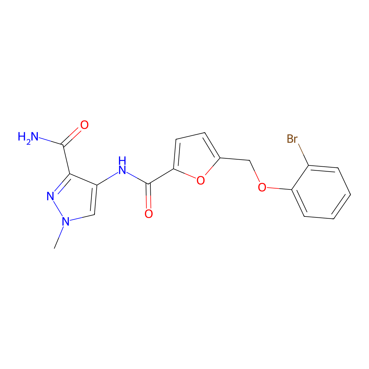 4-[[5-[(2-Bromophenoxy)methyl]furan-2-carbonyl]amino]-1-methylpyrazole-3-carboxamide molecular structure, CAS 1005648-01-0