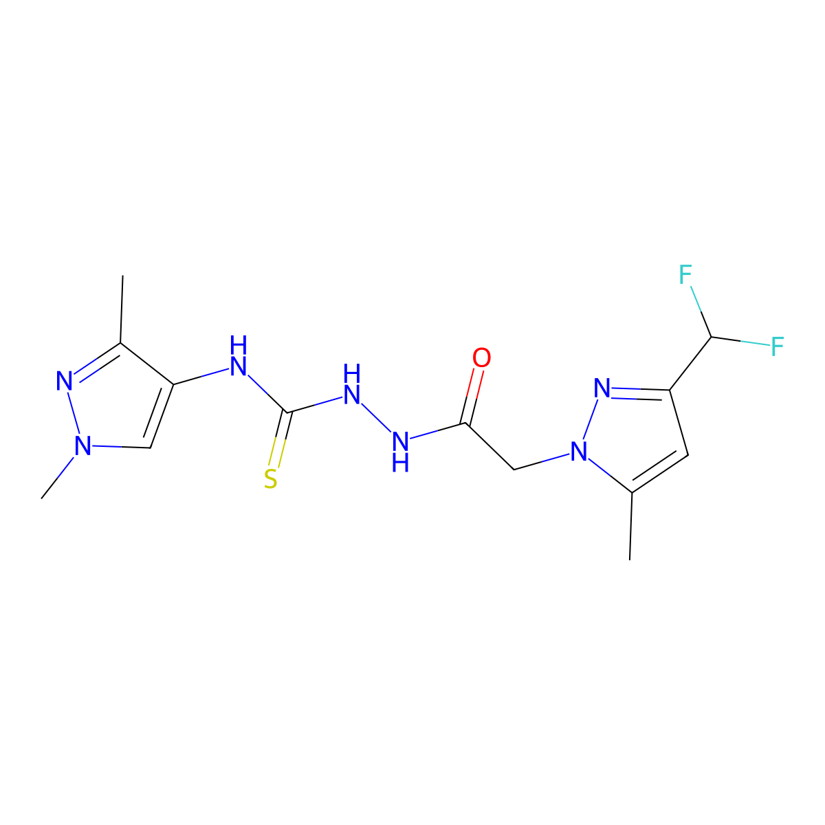 1-[[2-[3-(Difluoromethyl)-5-methylpyrazol-1-yl]acetyl]amino]-3-(1,3-dimethylpyrazol-4-yl)thiourea molecular structure, CAS 1005648-02-1