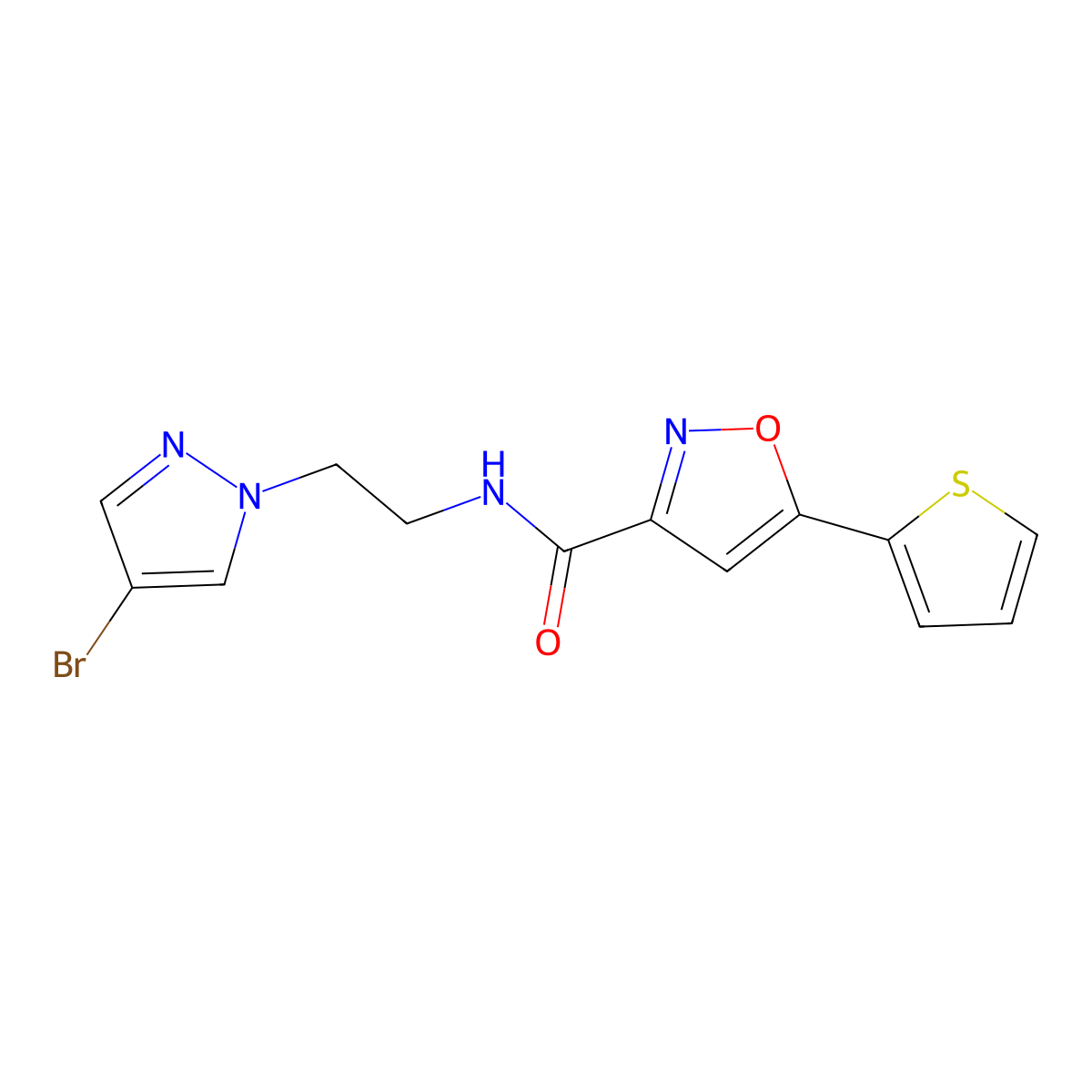 N-[2-(4-bromo-1H-pyrazol-1-yl)ethyl]-5-(thiophen-2-yl)-1,2-oxazole-3-carboxamide molecular structure, CAS 1005648-14-5