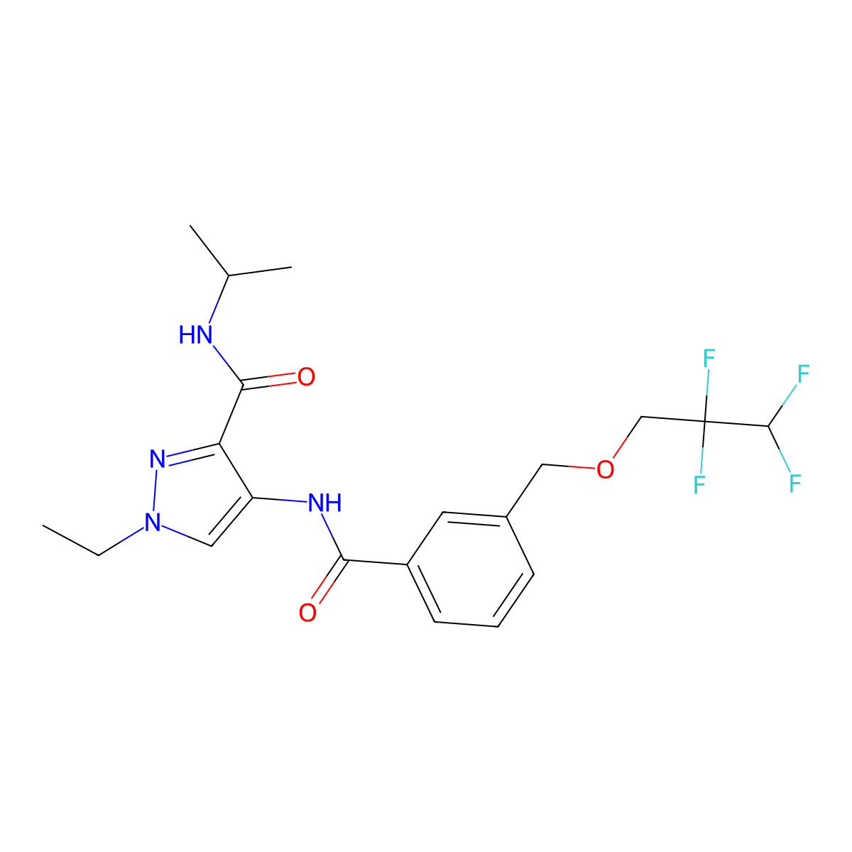 1-ethyl-N-(propan-2-yl)-4-[({3-[(2,2,3,3-tetrafluoropropoxy)methyl]phenyl}carbonyl)amino]-1H-pyrazole-3-carboxamide molecular structure, CAS 1005648-69-0