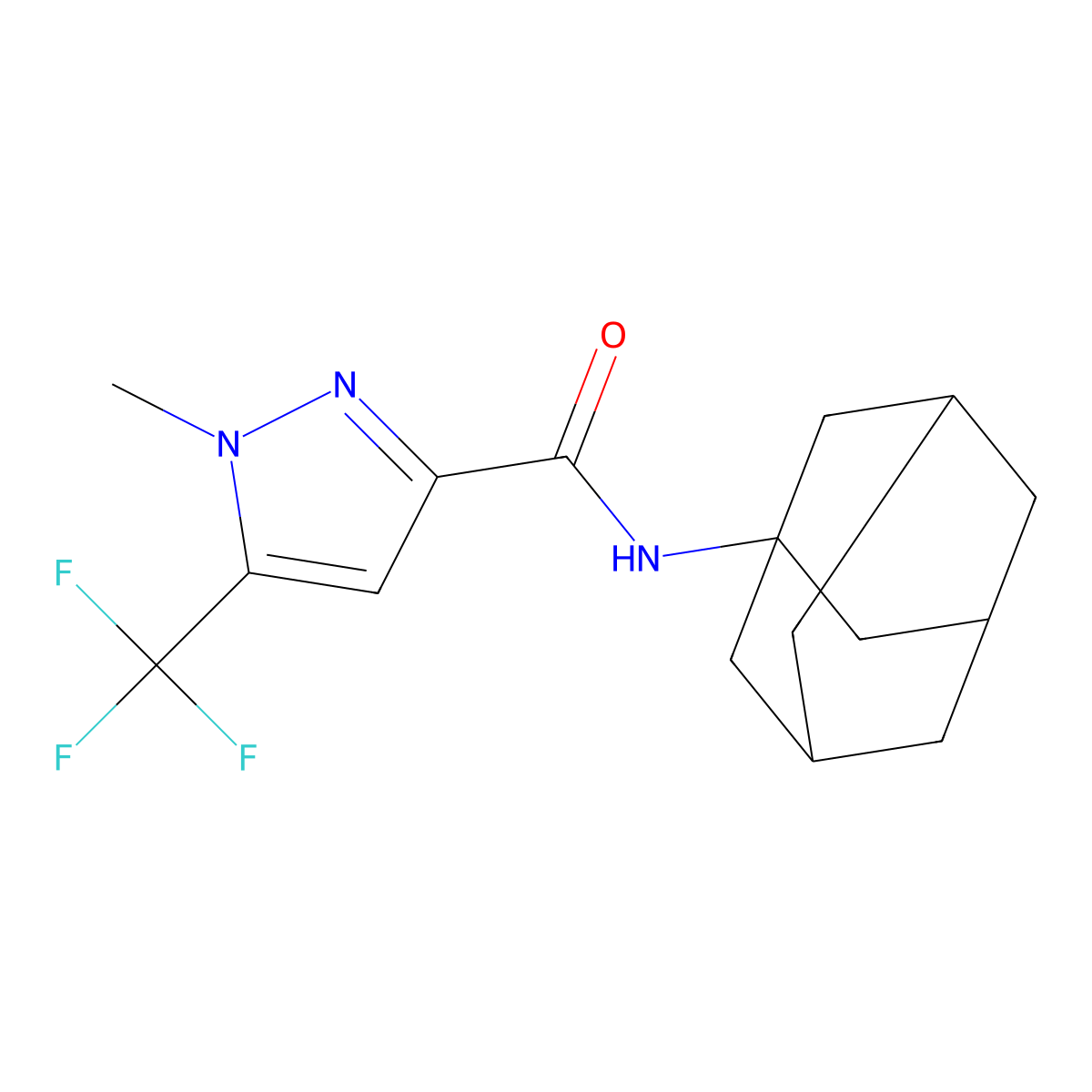 N-(1-adamantyl)-1-methyl-5-(trifluoromethyl)pyrazole-3-carboxamide molecular structure, CAS 1005649-98-8