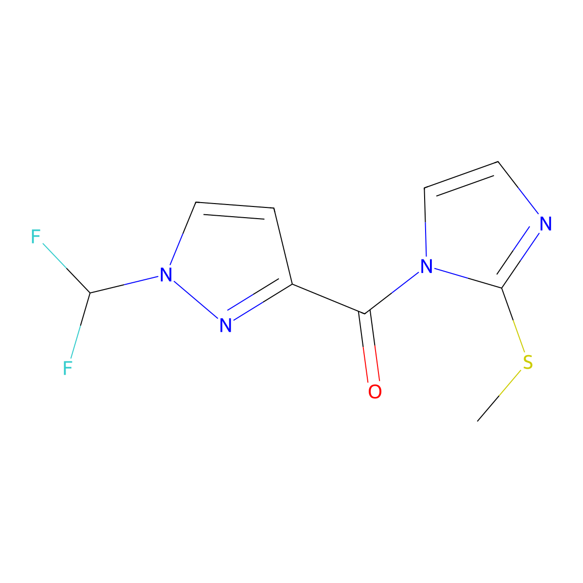 [1-(Difluoromethyl)pyrazol-3-yl]-(2-methylsulfanylimidazol-1-yl)methanone molecular structure, CAS 1005650-12-3
