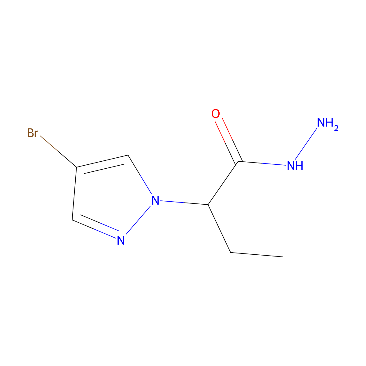 2-(4-bromo-1H-pyrazol-1-yl)butanehydrazide molecular structure, CAS 1005650-48-5