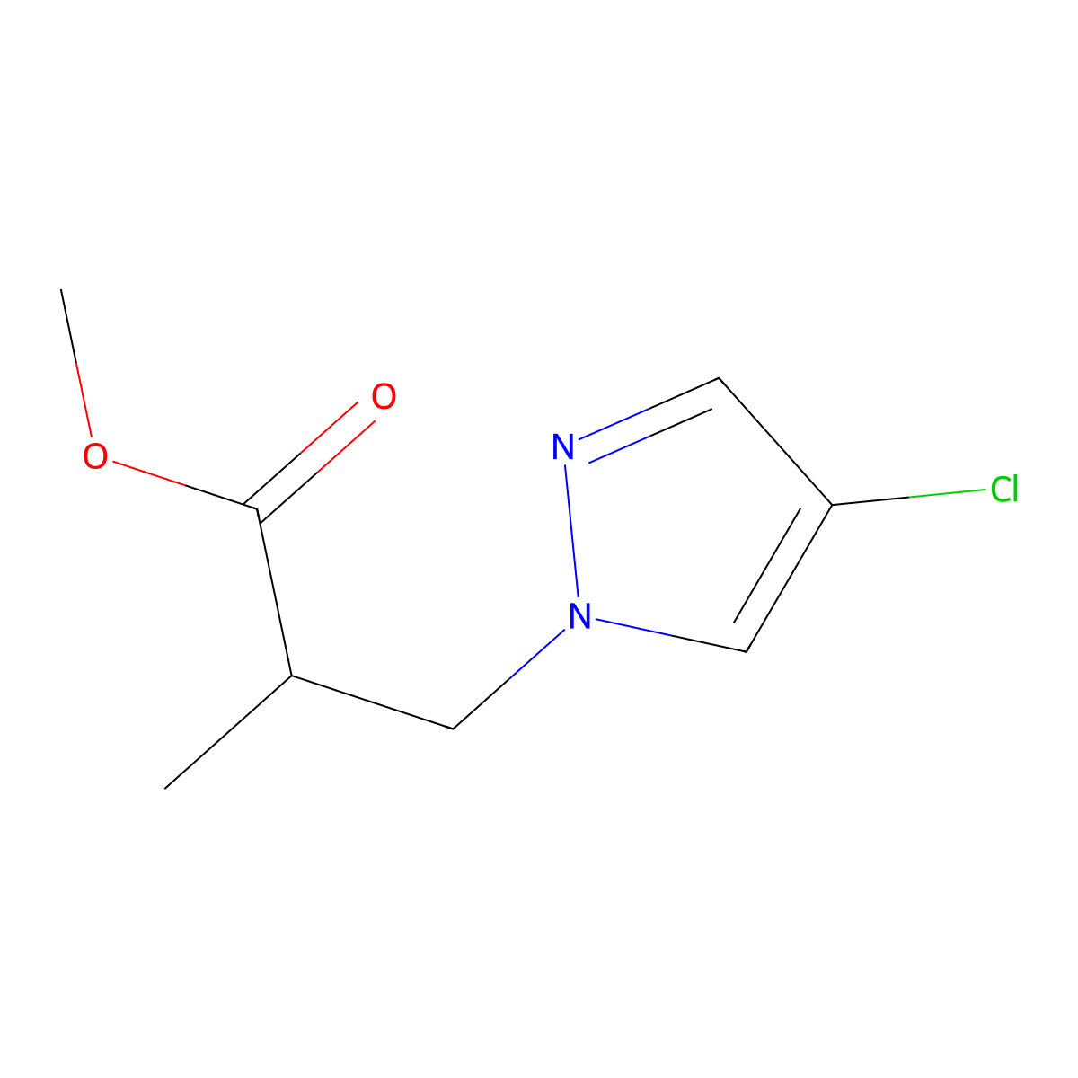 methyl 3-(4-chloro-1H-pyrazol-1-yl)-2-methylpropanoate molecular structure, CAS 1005650-86-1