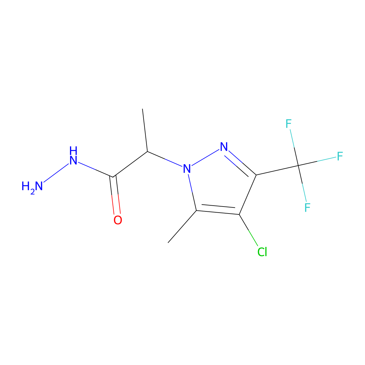 2-(4-Chloro-5-methyl-3-(trifluoromethyl)-1H-pyrazol-1-yl)propanehydrazide molecular structure, CAS 1005651-08-0