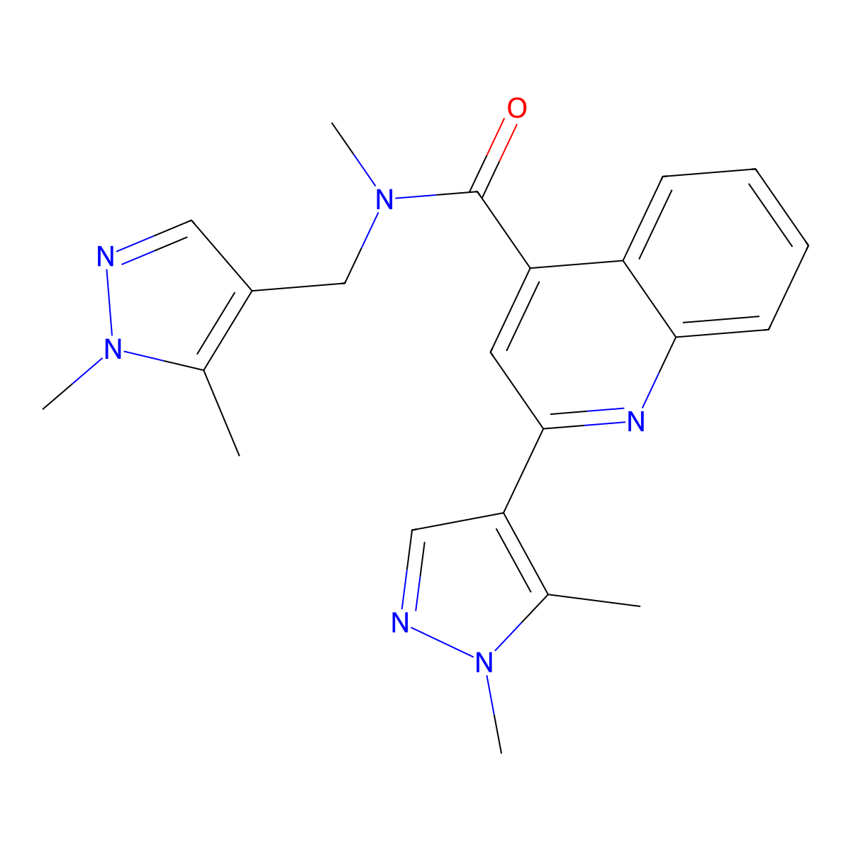 2-(1,5-Dimethyl-1H-pyrazol-4-yl)-N-[(1,5-dimethyl-1H-pyrazol-4-yl)methyl]-N-methyl-4-quinolinecarboxamide molecular structure, CAS 1005651-54-6