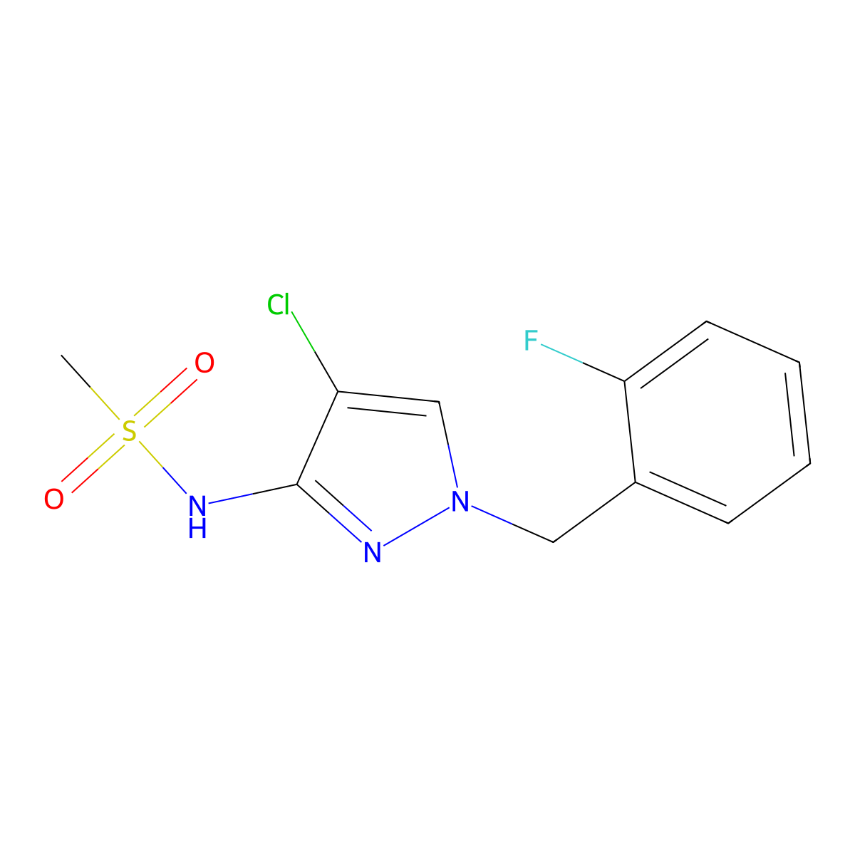 N-[4-chloro-1-(2-fluorobenzyl)-1H-pyrazol-3-yl]methanesulfonamide molecular structure, CAS 1005654-19-2