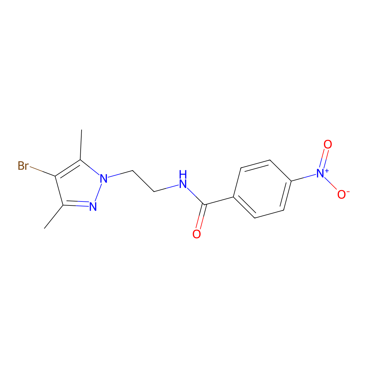 N-[2-(4-bromo-3,5-dimethylpyrazol-1-yl)ethyl]-4-nitrobenzamide molecular structure, CAS 1005655-14-0