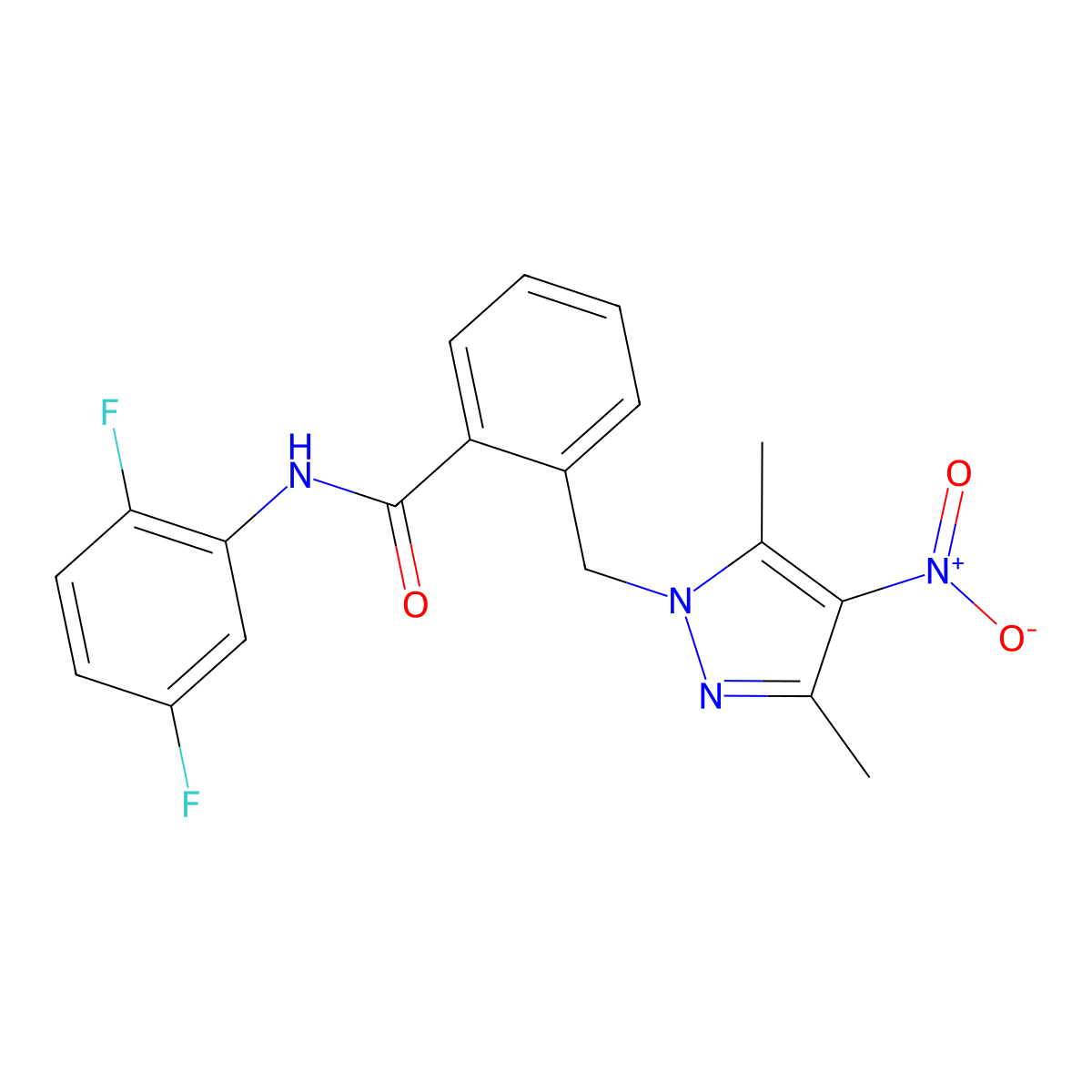 N-(2,5-difluorophenyl)-2-[(3,5-dimethyl-4-nitro-1H-pyrazol-1-yl)methyl]benzamide molecular structure, CAS 1005655-30-0