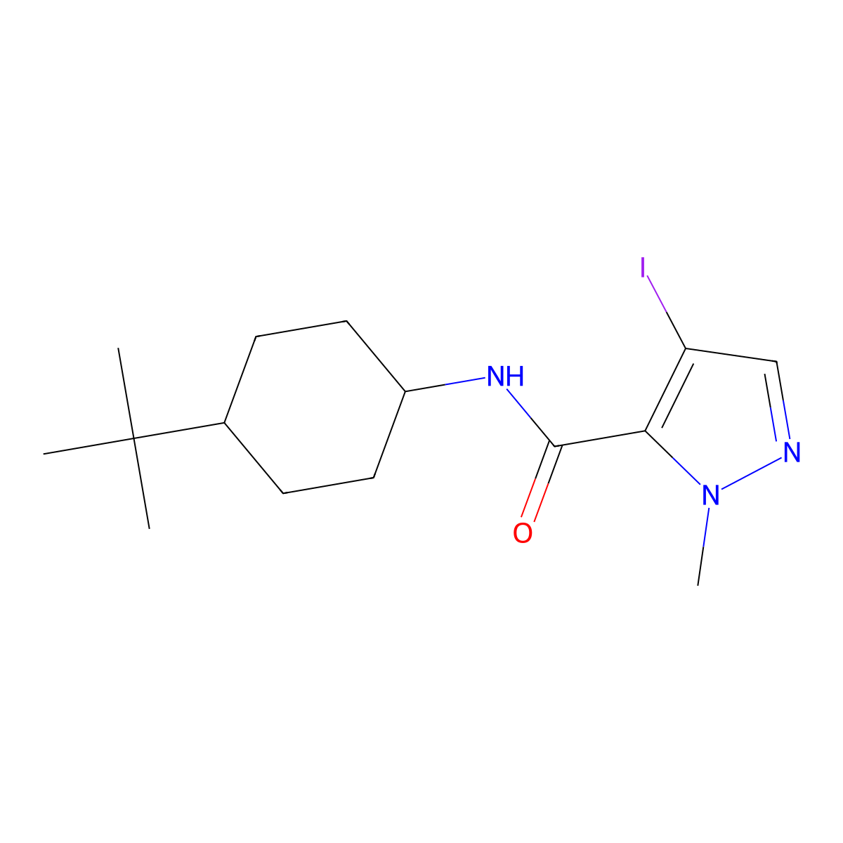 N-(4-tert-butylcyclohexyl)-4-iodo-1-methyl-1H-pyrazole-5-carboxamide molecular structure, CAS 1005655-51-5