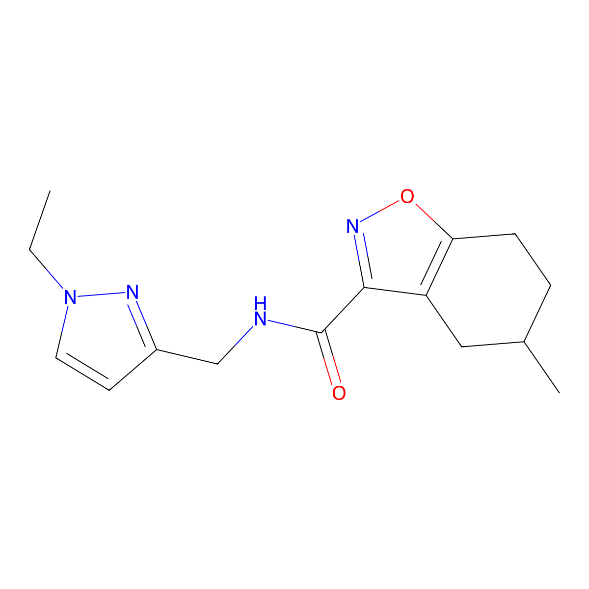N-[(1-ethyl-1H-pyrazol-3-yl)methyl]-5-methyl-4,5,6,7-tetrahydro-1,2-benzoxazole-3-carboxamide molecular structure, CAS 1005657-31-7