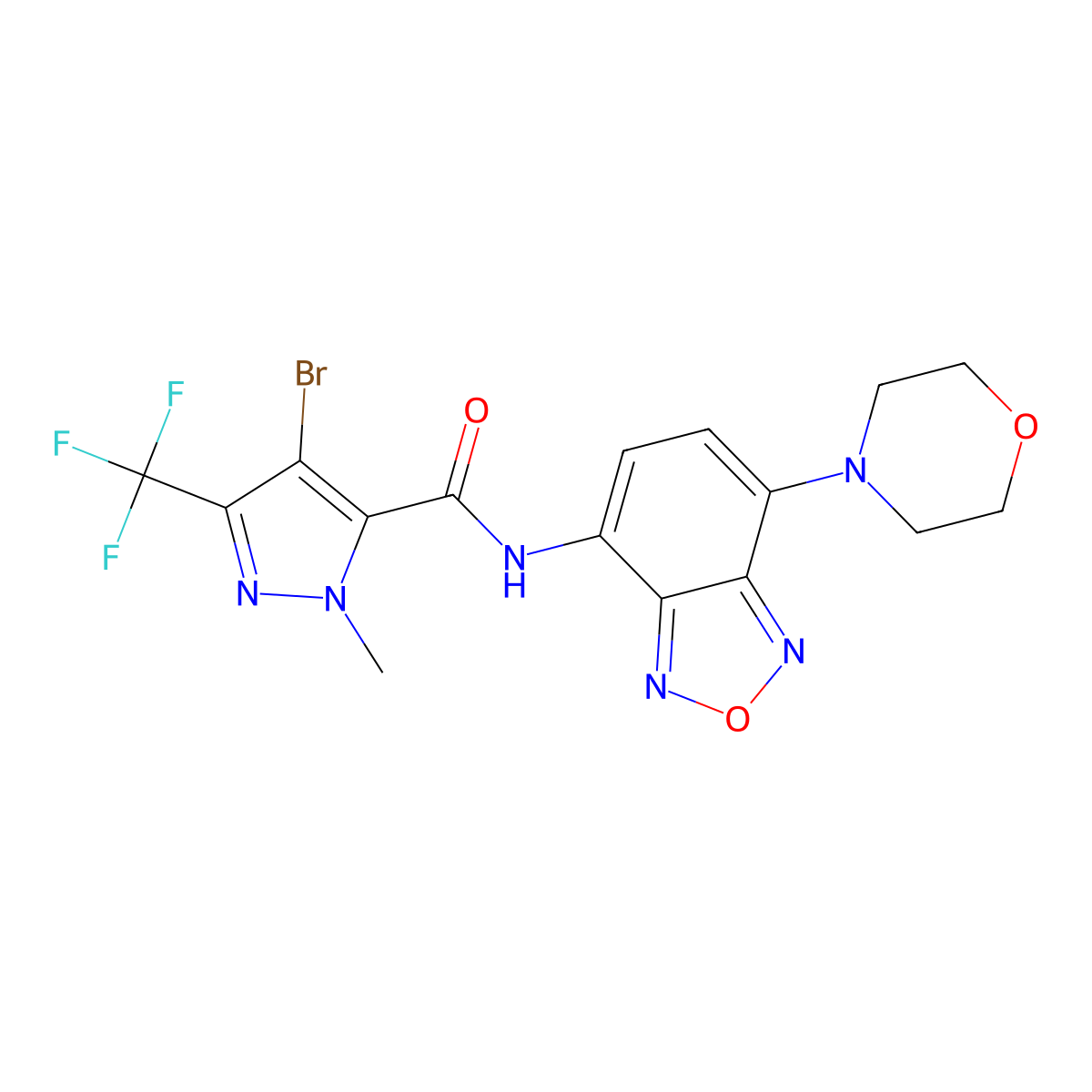 4-bromo-1-methyl-N-[7-(morpholin-4-yl)-2,1,3-benzoxadiazol-4-yl]-3-(trifluoromethyl)-1H-pyrazole-5-carboxamide molecular structure, CAS 1005658-43-4