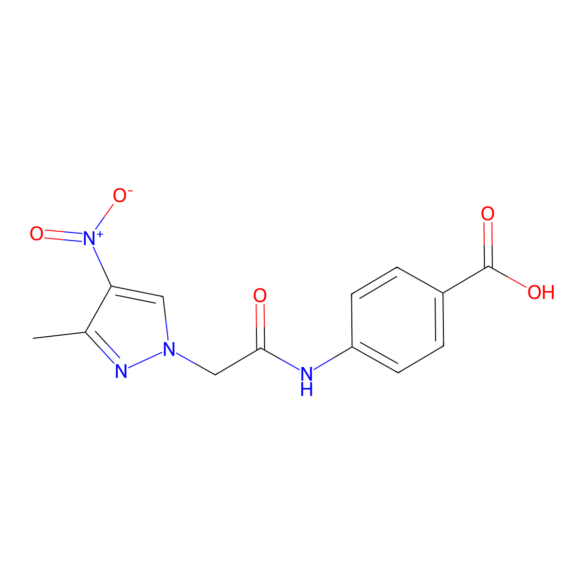 4-[2-(3-Methyl-4-nitropyrazolyl)acetylamino]benzoic acid molecular structure, CAS 1005658-64-9