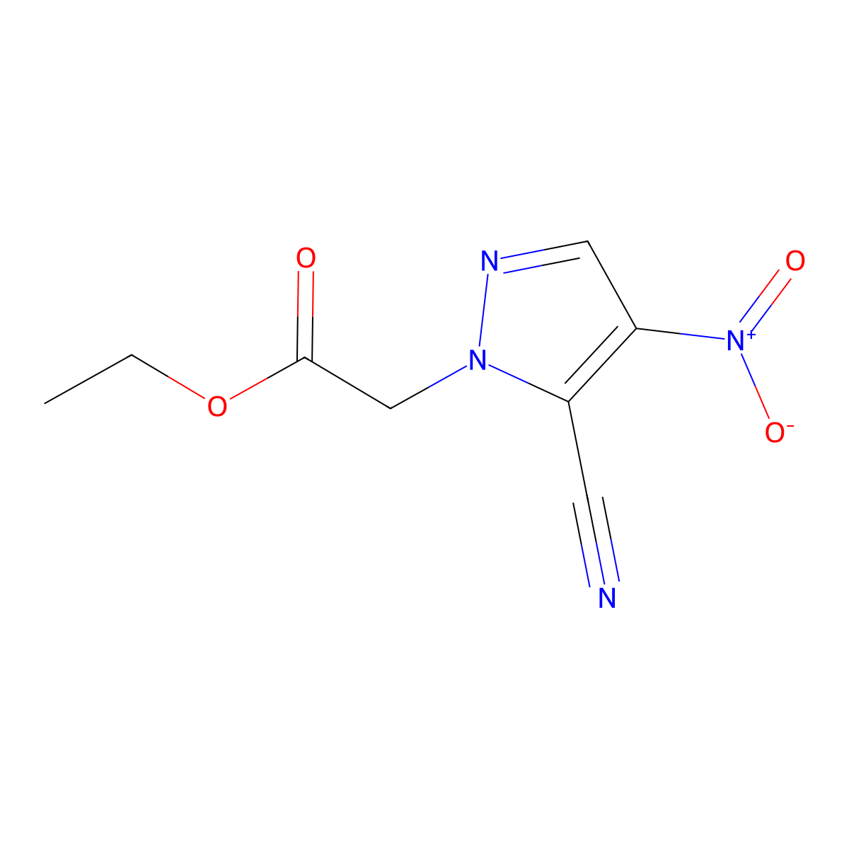 ethyl (5-cyano-4-nitro-1H-pyrazol-1-yl)acetate molecular structure, CAS 1005659-21-1