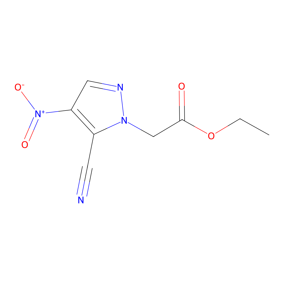 ethyl (5-cyano-4-nitro-1H-pyrazol-1-yl)acetate molecular structure, CAS 1005659-21-1