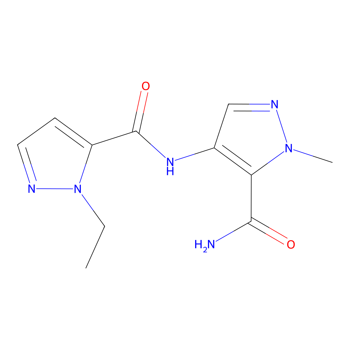 4-[(2-Ethylpyrazole-3-carbonyl)amino]-2-methylpyrazole-3-carboxamide molecular structure, CAS 1005660-46-7