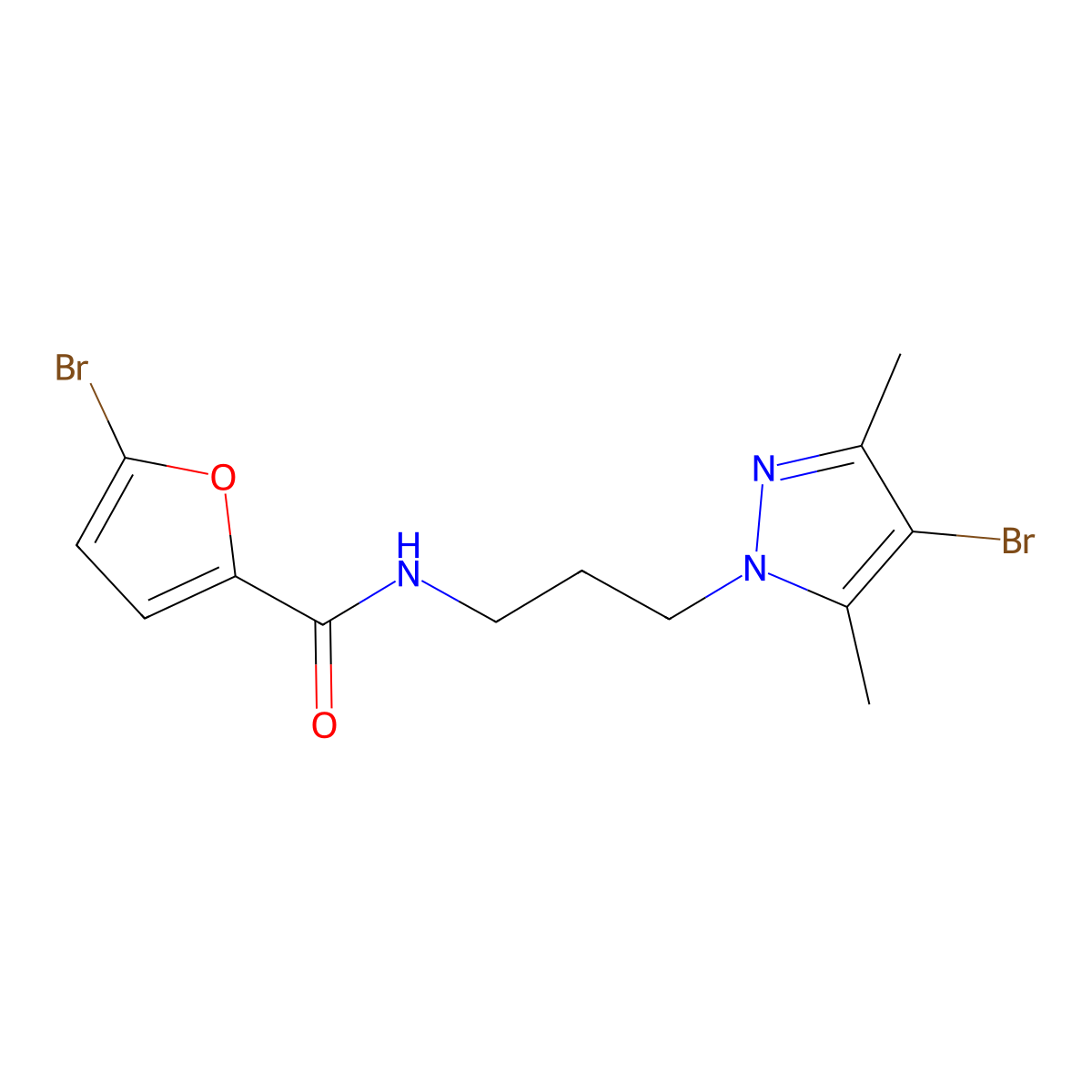 5-bromo-N-[3-(4-bromo-3,5-dimethylpyrazol-1-yl)propyl]furan-2-carboxamide molecular structure, CAS 1005660-53-6