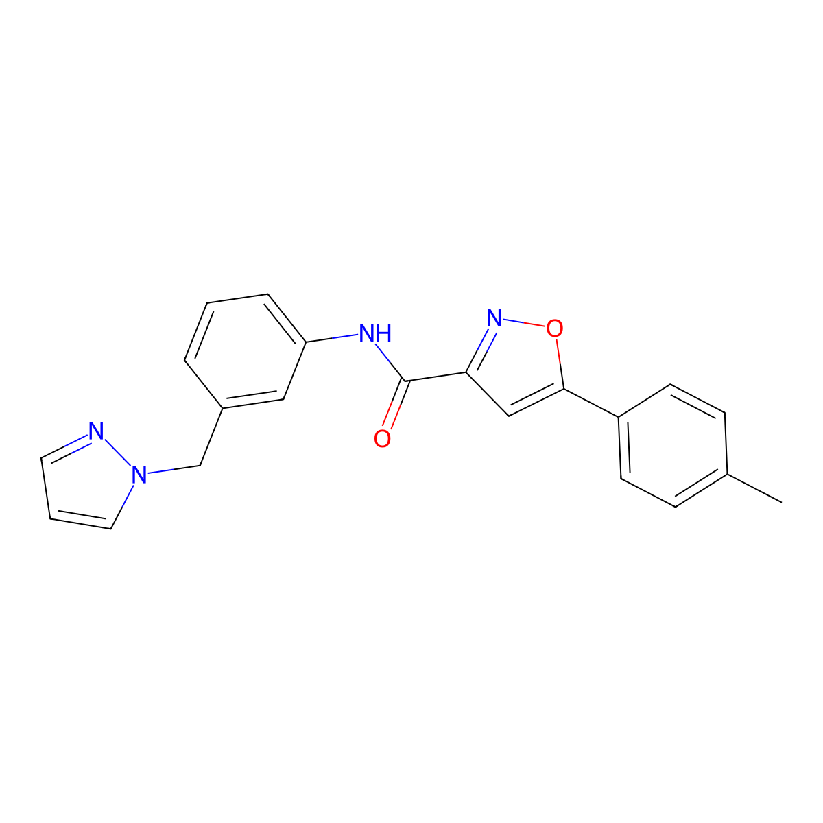 5-(4-methylphenyl)-N-[3-(1H-pyrazol-1-ylmethyl)phenyl]-1,2-oxazole-3-carboxamide molecular structure, CAS 1005661-01-7