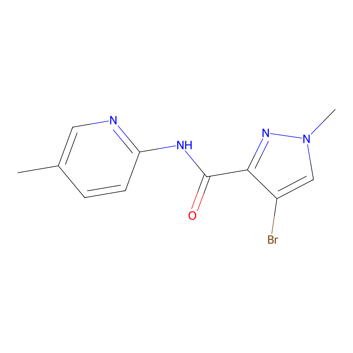 4-bromo-1-methyl-N-(5-methylpyridin-2-yl)-1H-pyrazole-3-carboxamide molecular structure, CAS 1005661-82-4