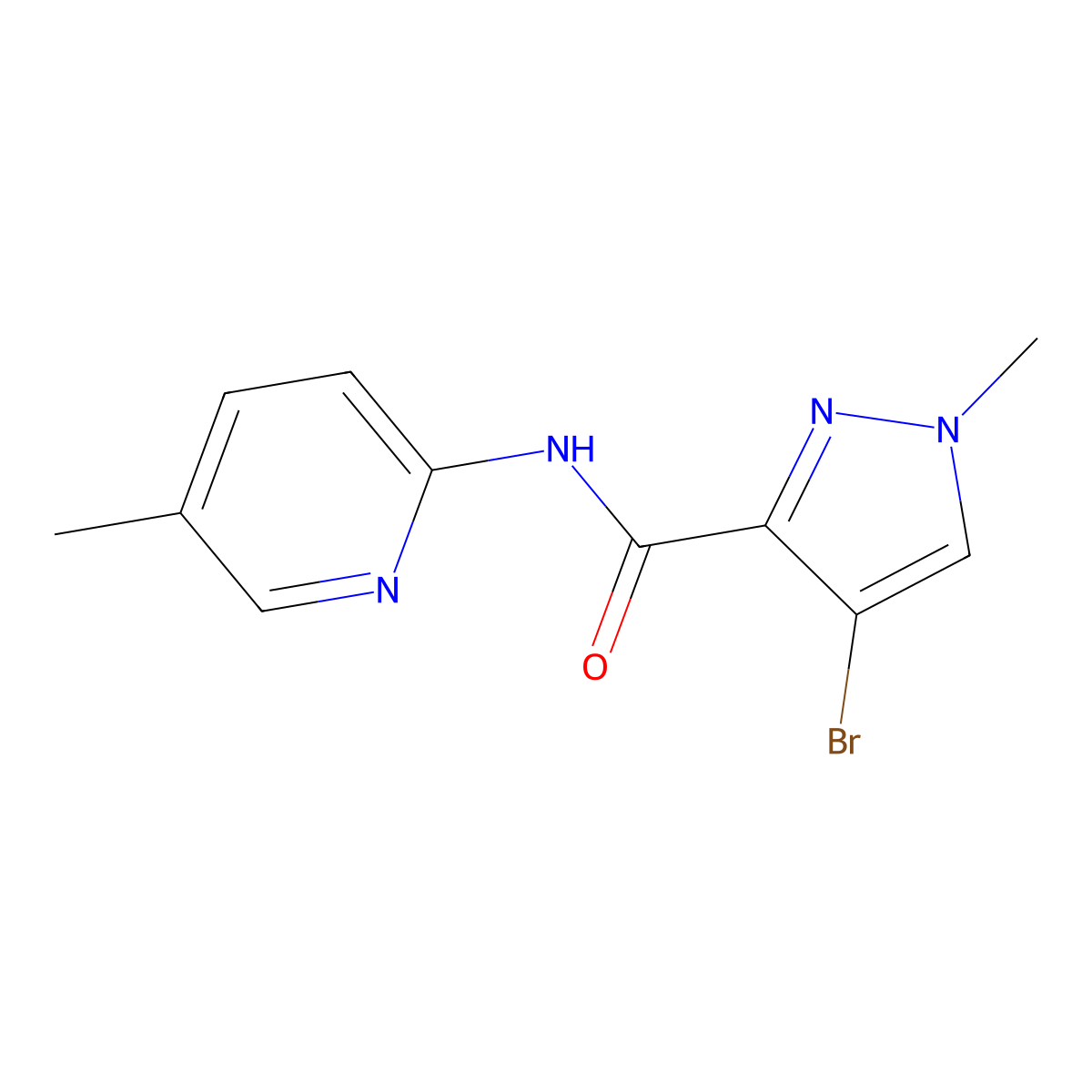 4-bromo-1-methyl-N-(5-methylpyridin-2-yl)-1H-pyrazole-3-carboxamide molecular structure, CAS 1005661-82-4