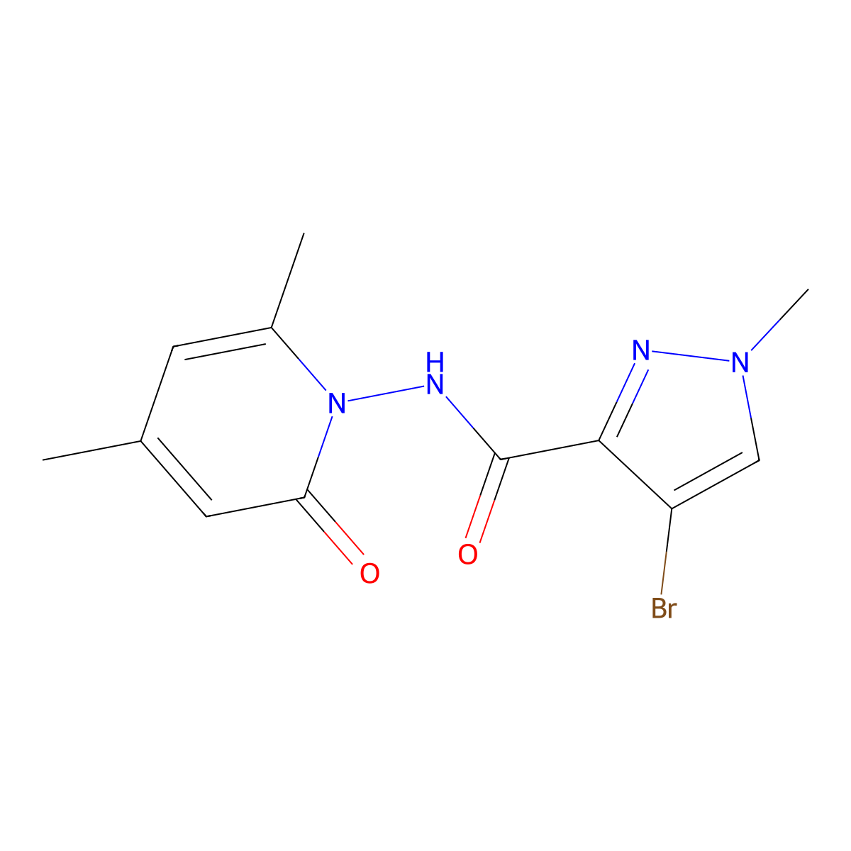 4-bromo-N-(2,4-dimethyl-6-oxopyridin-1-yl)-1-methylpyrazole-3-carboxamide molecular structure, CAS 1005661-96-0