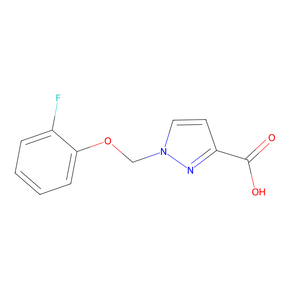 1-[(2-fluorophenoxy)methyl]-1H-pyrazole-3-carboxylic acid molecular structure, CAS 1005662-40-7