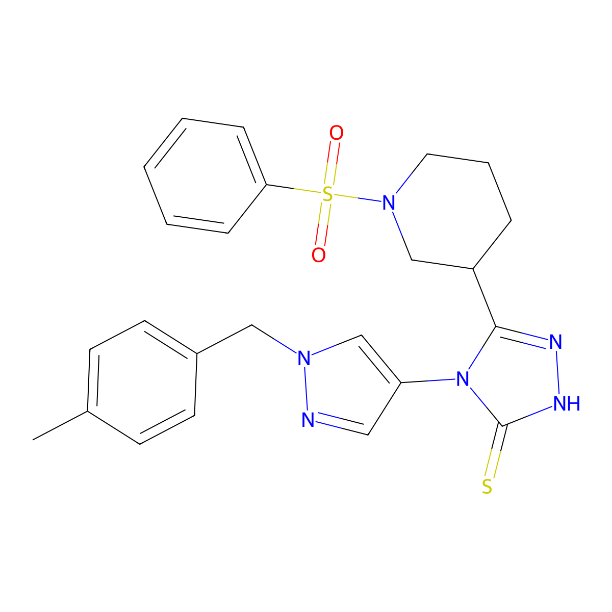 4-[1-(4-methylbenzyl)-1H-pyrazol-4-yl]-5-[1-(phenylsulfonyl)piperidin-3-yl]-4H-1,2,4-triazole-3-thiol molecular structure, CAS 1005664-59-4
