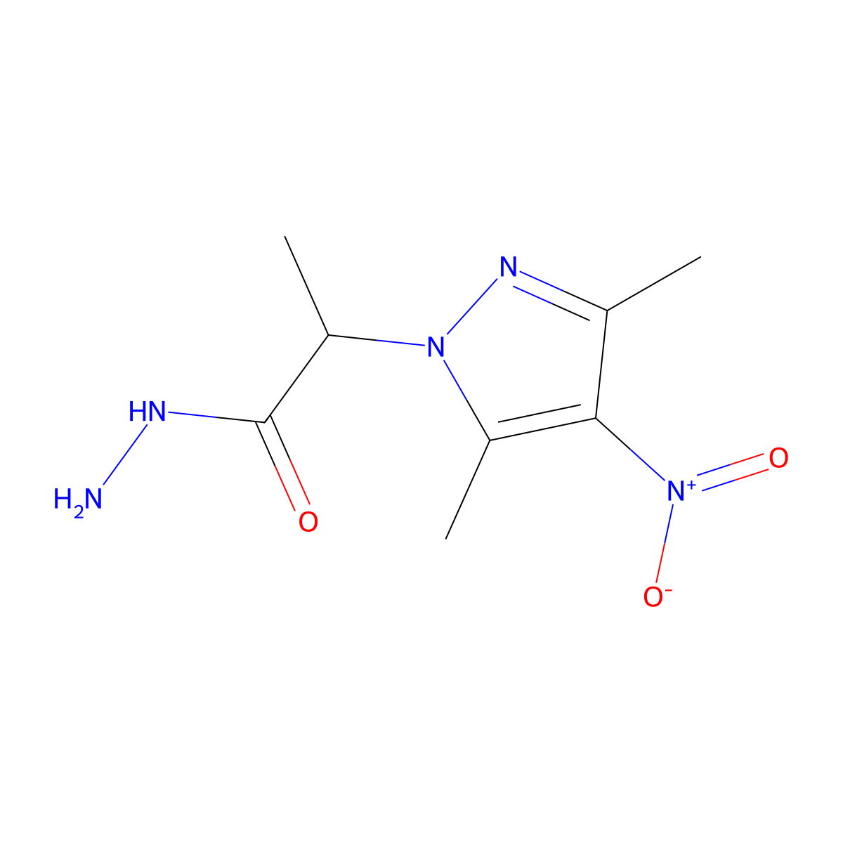 2-(3,5-dimethyl-4-nitro-1H-pyrazol-1-yl)propanohydrazide molecular structure, CAS 1005665-83-7