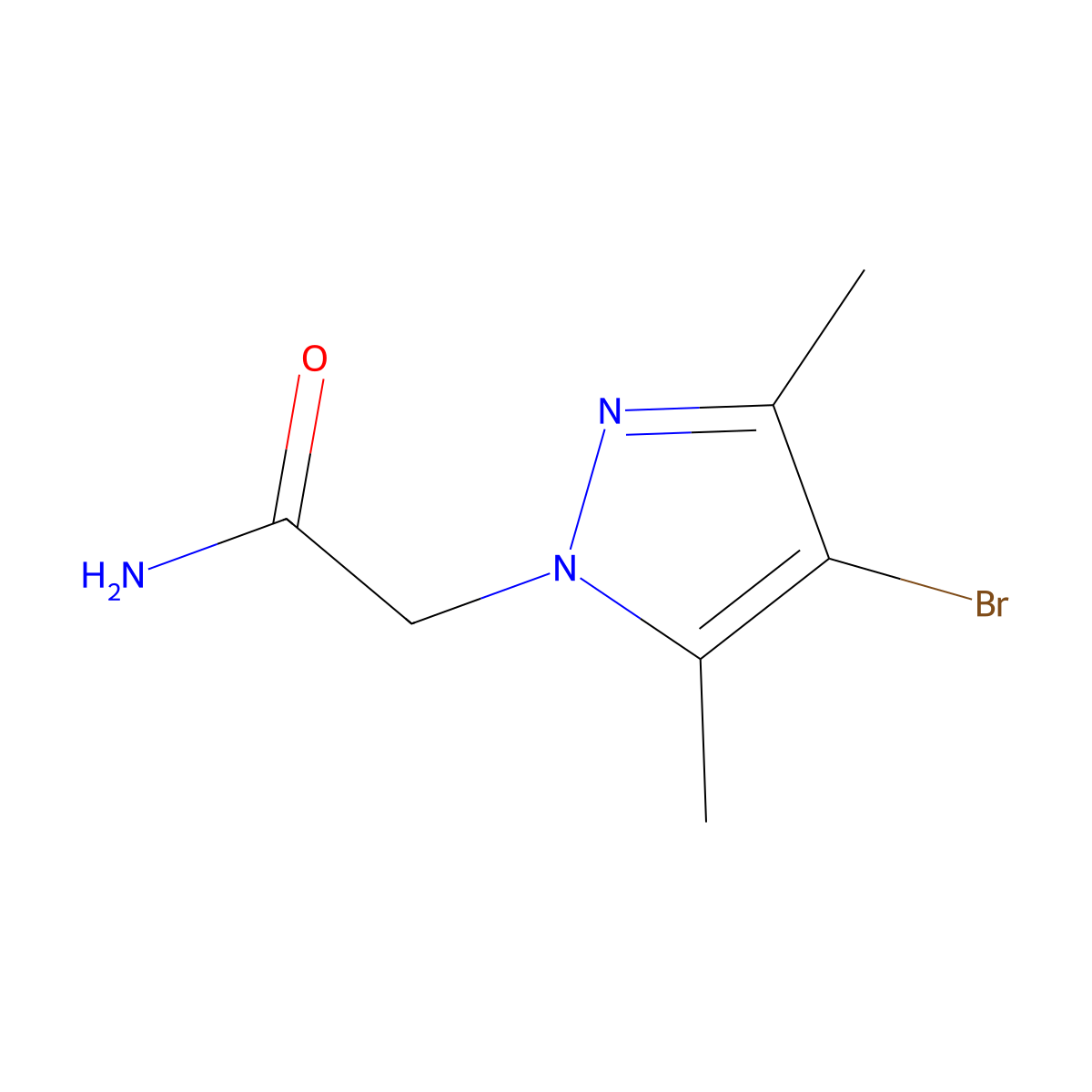 2-(4-bromo-3,5-dimethyl-1H-pyrazol-1-yl)acetamide molecular structure, CAS 1005668-21-2