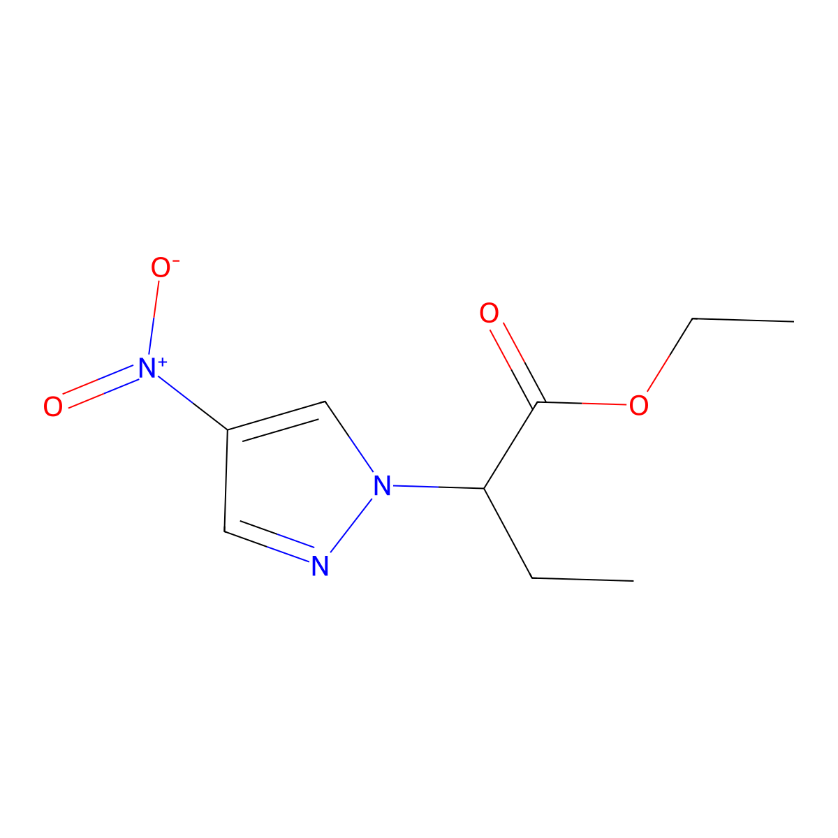 ethyl 2-(4-nitro-1H-pyrazol-1-yl)butanoate molecular structure, CAS 1005668-54-1