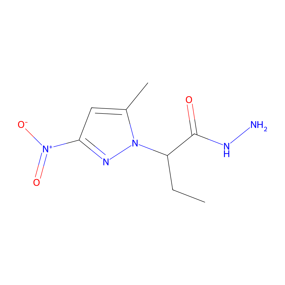 2-(5-methyl-3-nitro-1H-pyrazol-1-yl)butanehydrazide molecular structure, CAS 1005668-98-3