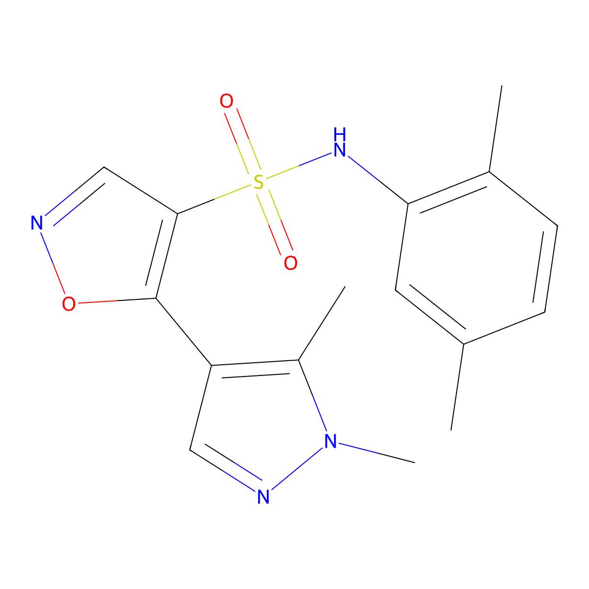 N-(2,5-dimethylphenyl)-5-(1,5-dimethyl-1H-pyrazol-4-yl)-1,2-oxazole-4-sulfonamide molecular structure, CAS 1005669-03-3