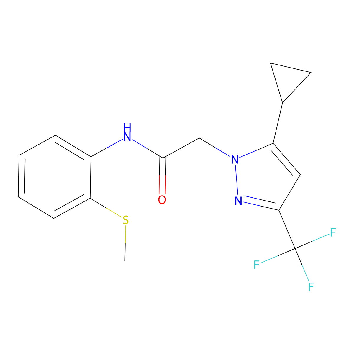 5-Cyclopropyl-N-[2-(methylthio)phenyl]-3-(trifluoromethyl)-1H-pyrazole-1-acetamide molecular structure, CAS 1005669-25-9