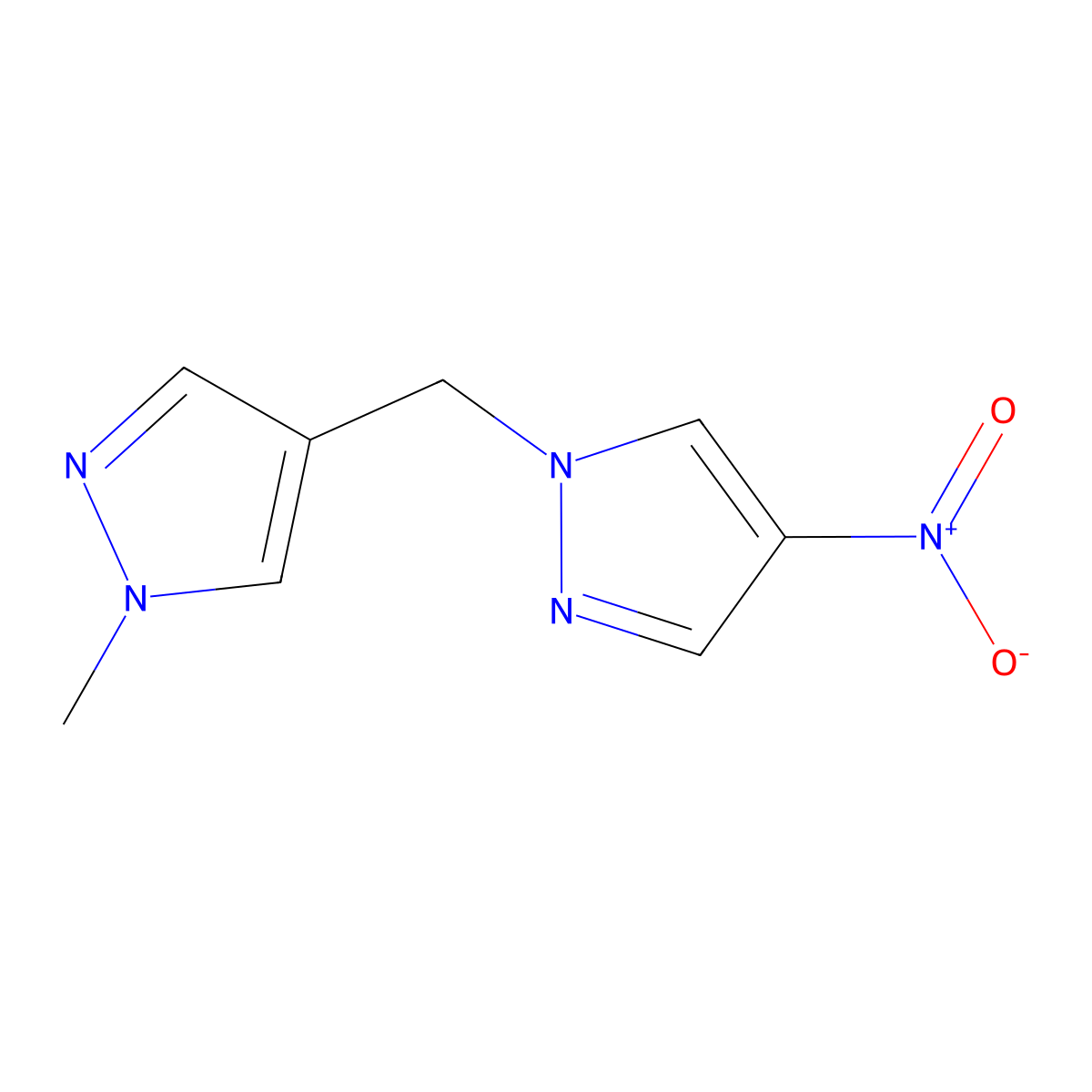 1-methyl-4-[(4-nitro-1H-pyrazol-1-yl)methyl]-1H-pyrazole molecular structure, CAS 1005669-31-7