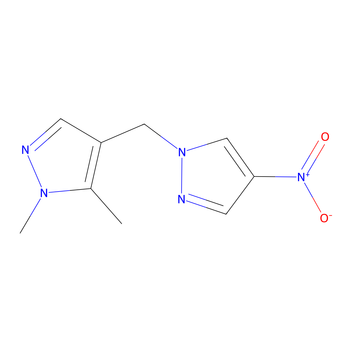 1,5-dimethyl-4-[(4-nitro-1H-pyrazol-1-yl)methyl]-1H-pyrazole molecular structure, CAS 1005669-75-9