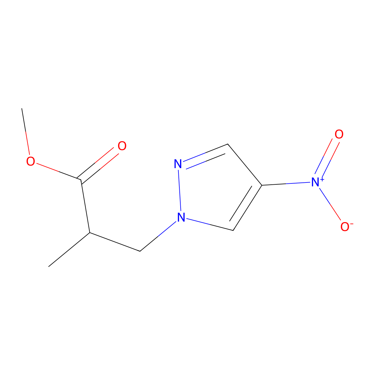 methyl 2-methyl-3-(4-nitro-1H-pyrazol-1-yl)propanoate molecular structure, CAS 1005669-96-4