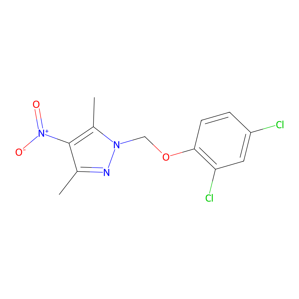 1-[(2,4-dichlorophenoxy)methyl]-3,5-dimethyl-4-nitro-1H-pyrazole molecular structure, CAS 1005670-37-0