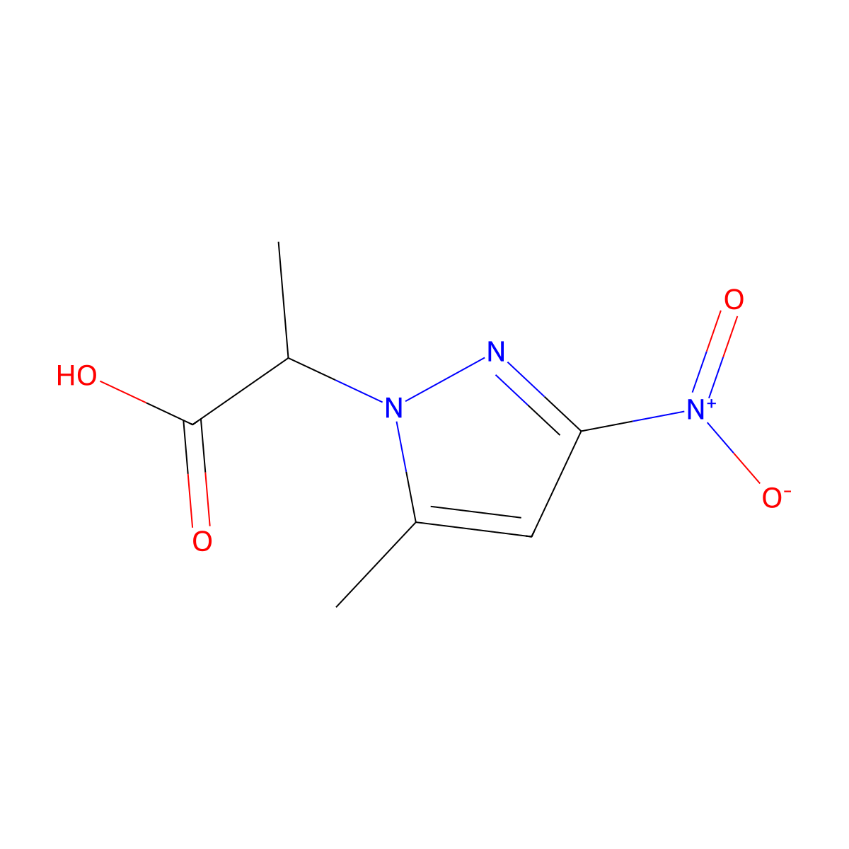 2-(5-methyl-3-nitro-1H-pyrazol-1-yl)propanoic acid molecular structure, CAS 1005670-43-8