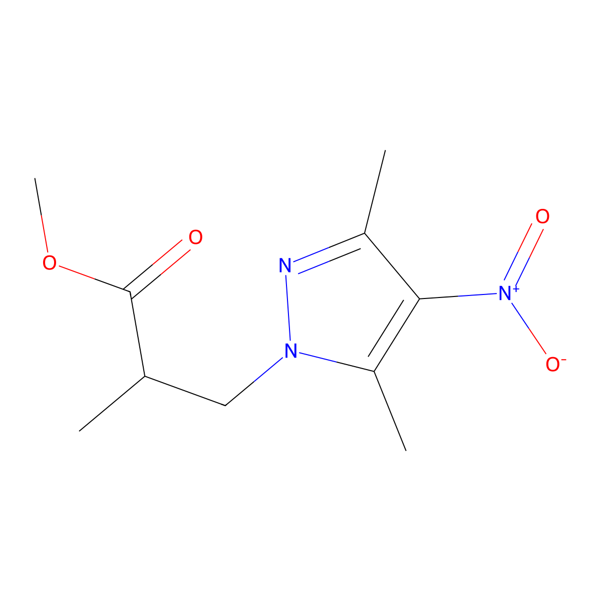 methyl 3-(3,5-dimethyl-4-nitro-1H-pyrazol-1-yl)-2-methylpropanoate molecular structure, CAS 1005670-63-2