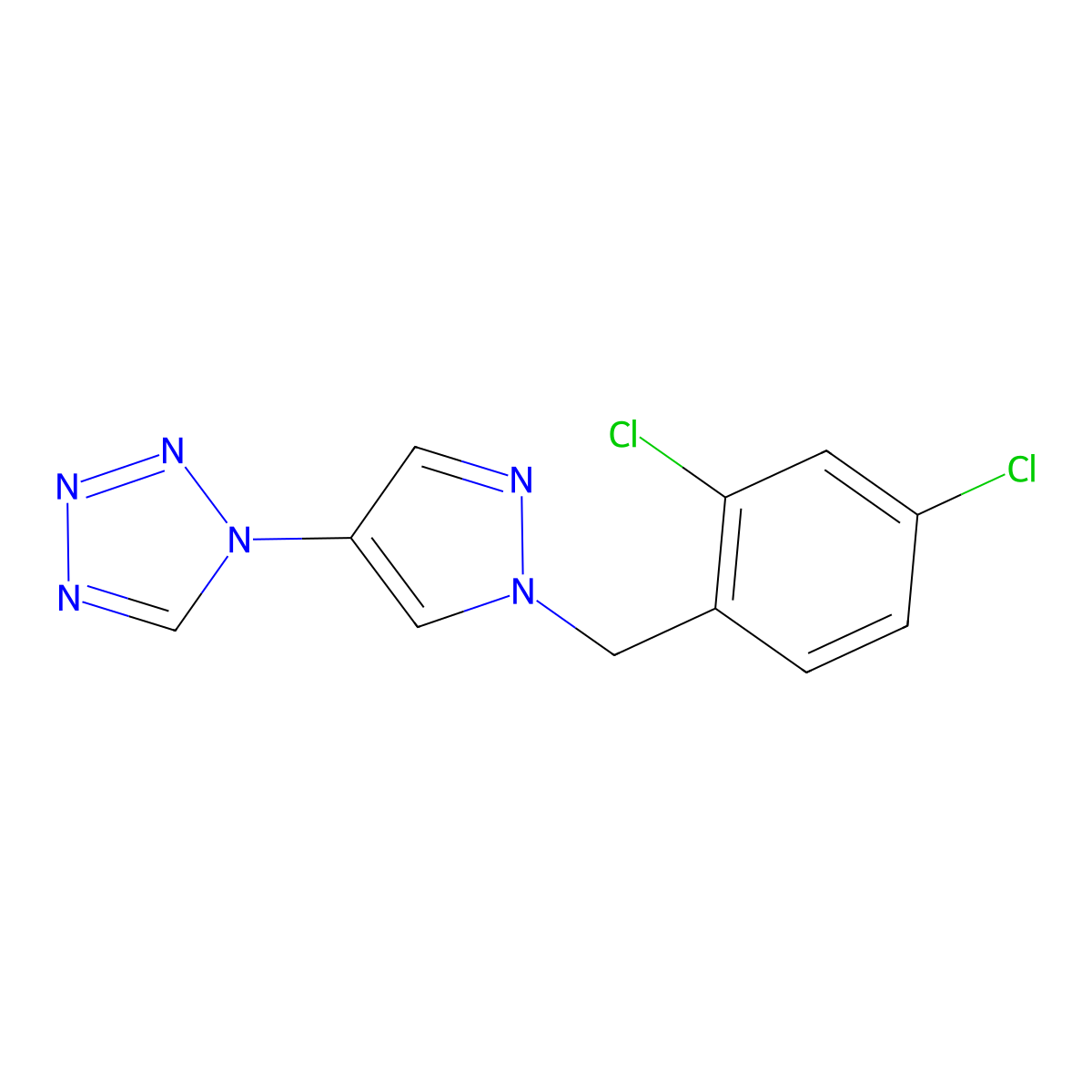 1-[1-[(2,4-Dichlorophenyl)methyl]pyrazol-4-yl]tetrazole molecular structure, CAS 1005672-42-3