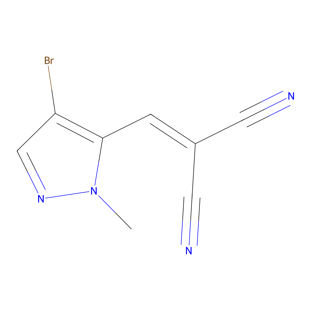 [(4-bromo-1-methyl-1H-pyrazol-5-yl)methylidene]propanedinitrile molecular structure, CAS 1005672-95-6