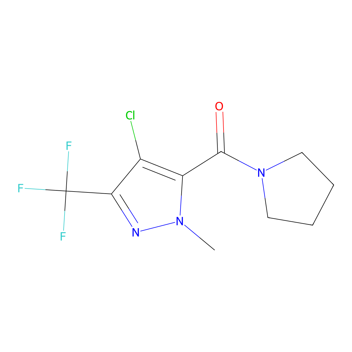 [4-Chloro-2-methyl-5-(trifluoromethyl)pyrazol-3-yl]-pyrrolidin-1-ylmethanone molecular structure, CAS 1005673-95-9