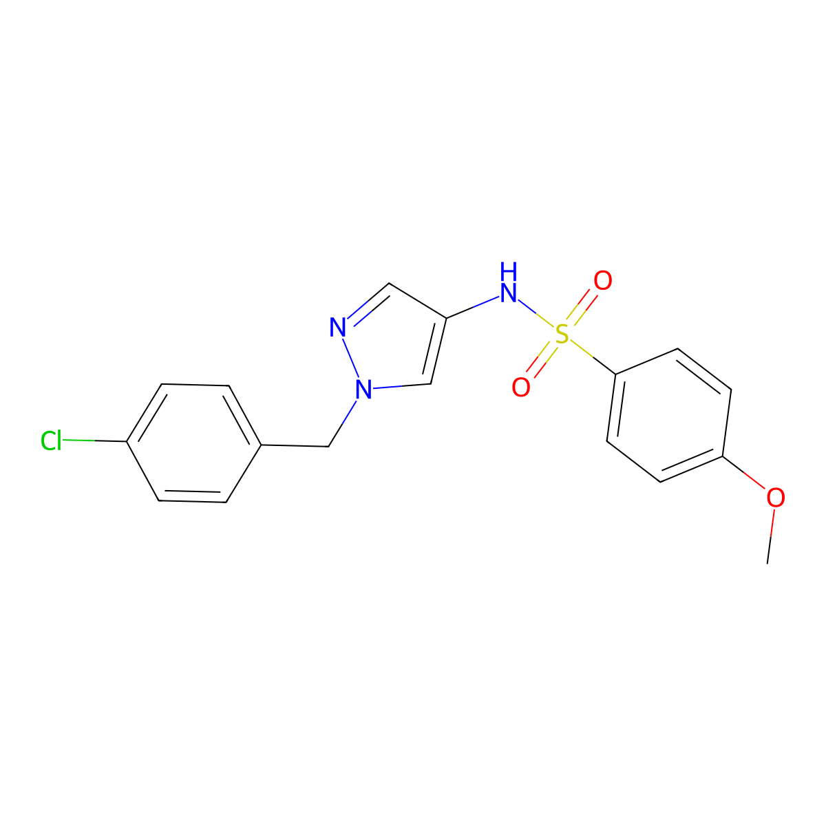 N-[1-(4-chlorobenzyl)-1H-pyrazol-4-yl]-4-methoxybenzenesulfonamide molecular structure, CAS 1005676-09-4