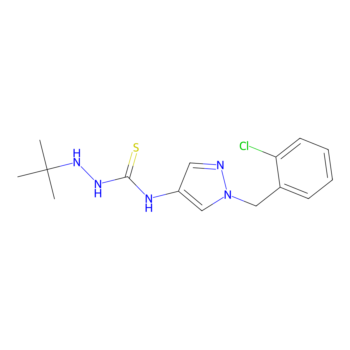 1-(Tert-butylamino)-3-[1-[(2-chlorophenyl)methyl]pyrazol-4-yl]thiourea molecular structure, CAS 1005676-55-0