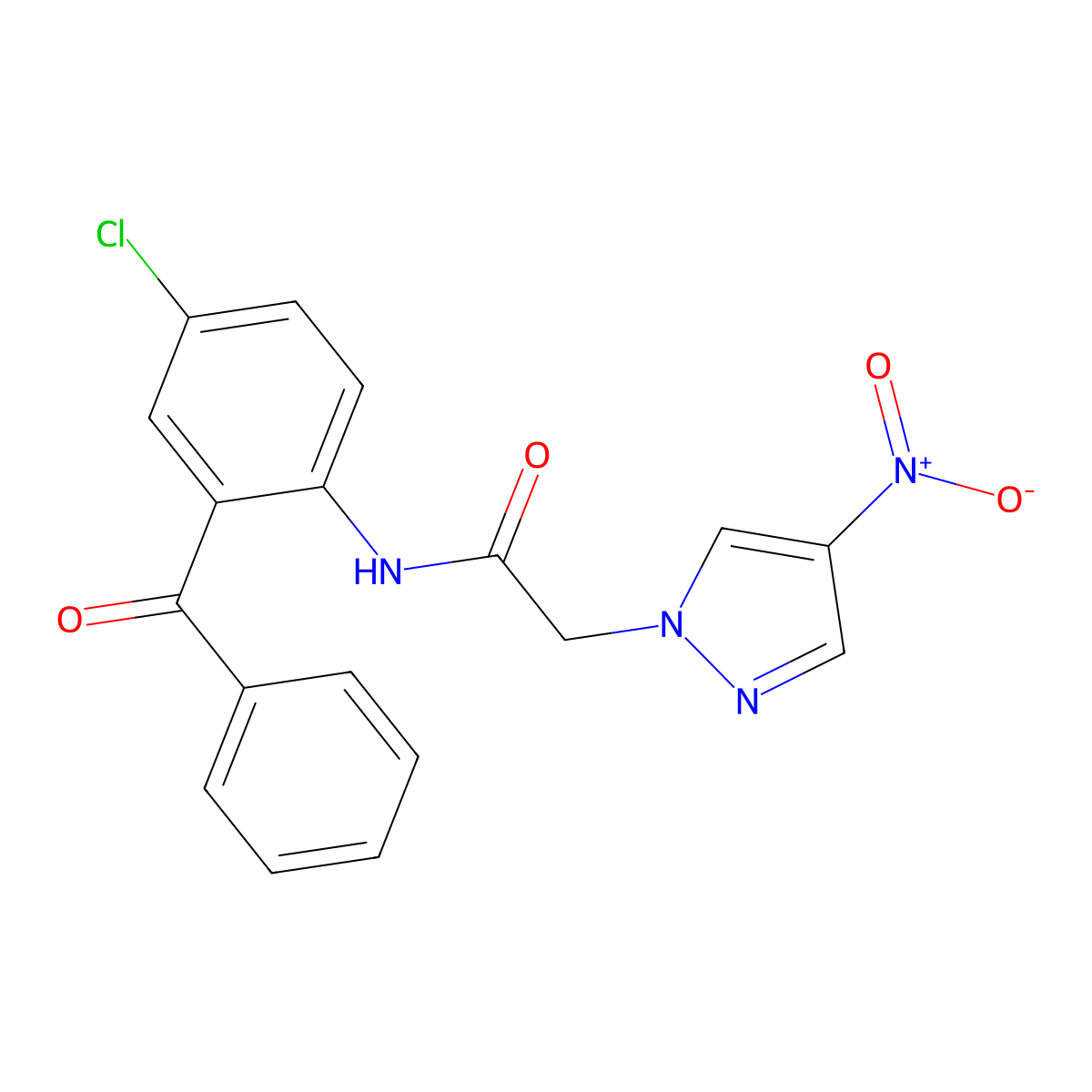 N-(2-benzoyl-4-chlorophenyl)-2-{4-nitro-1H-pyrazol-1-yl}acetamide molecular structure, CAS 1005676-61-8