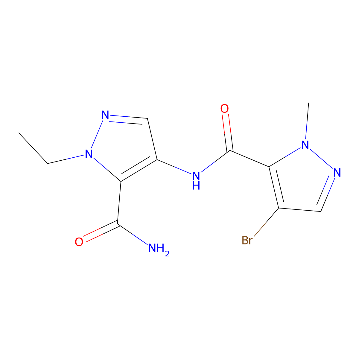4-[(4-Bromo-2-methylpyrazole-3-carbonyl)amino]-2-ethylpyrazole-3-carboxamide molecular structure, CAS 1005676-83-4