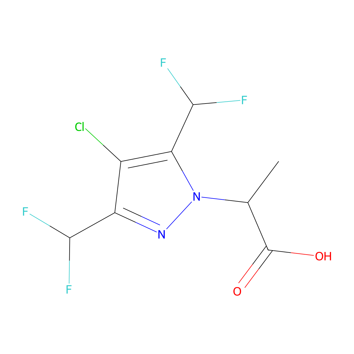 2-[4-chloro-3,5-bis(difluoromethyl)-1H-pyrazol-1-yl]propanoic acid molecular structure, CAS 1005678-67-0