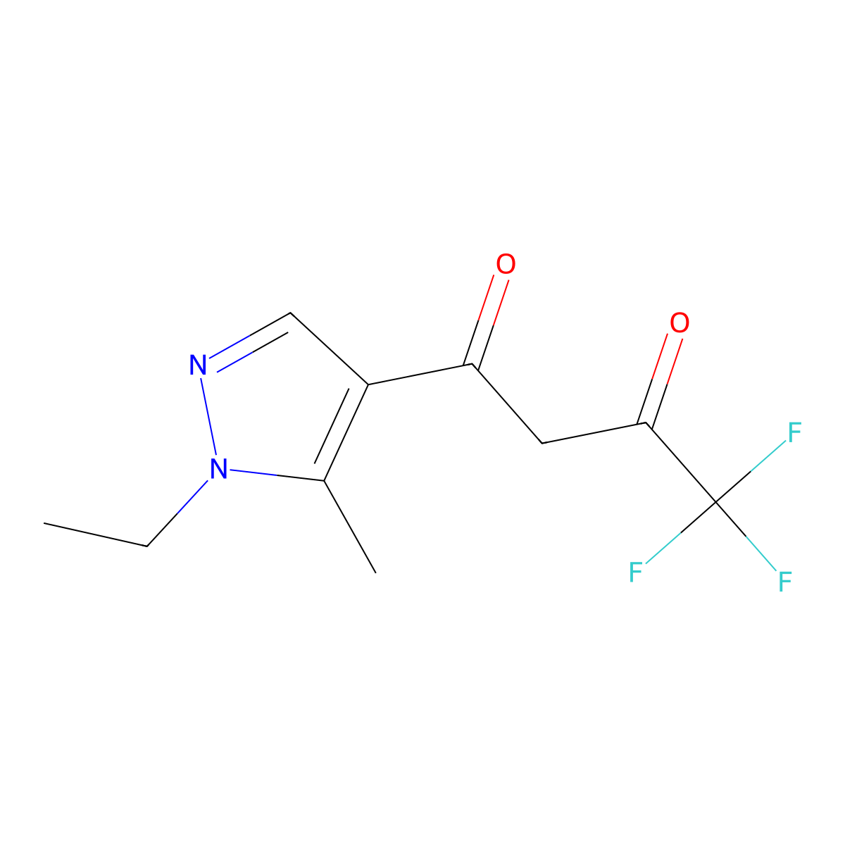 1-(1-ethyl-5-methyl-1H-pyrazol-4-yl)-4,4,4-trifluorobutane-1,3-dione molecular structure, CAS 1005678-84-1
